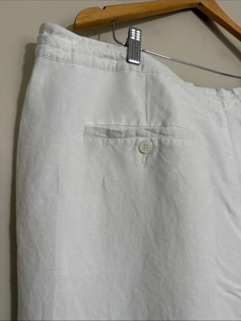 Linea Uomo Men's White Linen Drawstring Pants 46x30 beach vacation casual resort